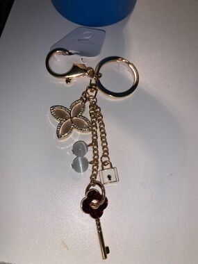 Floral Enamel bag/purse charm Keychain with lock & key